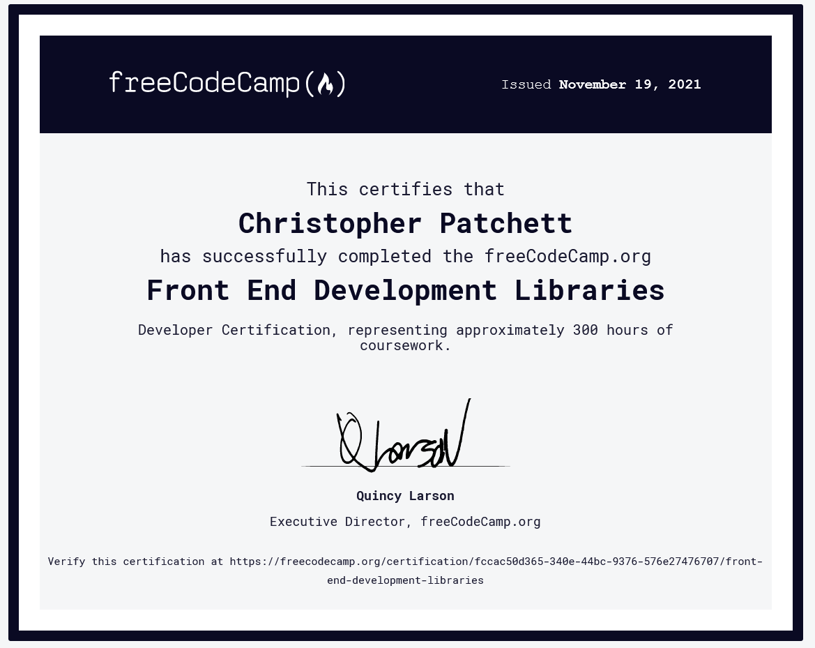 Front End Libraries Certification