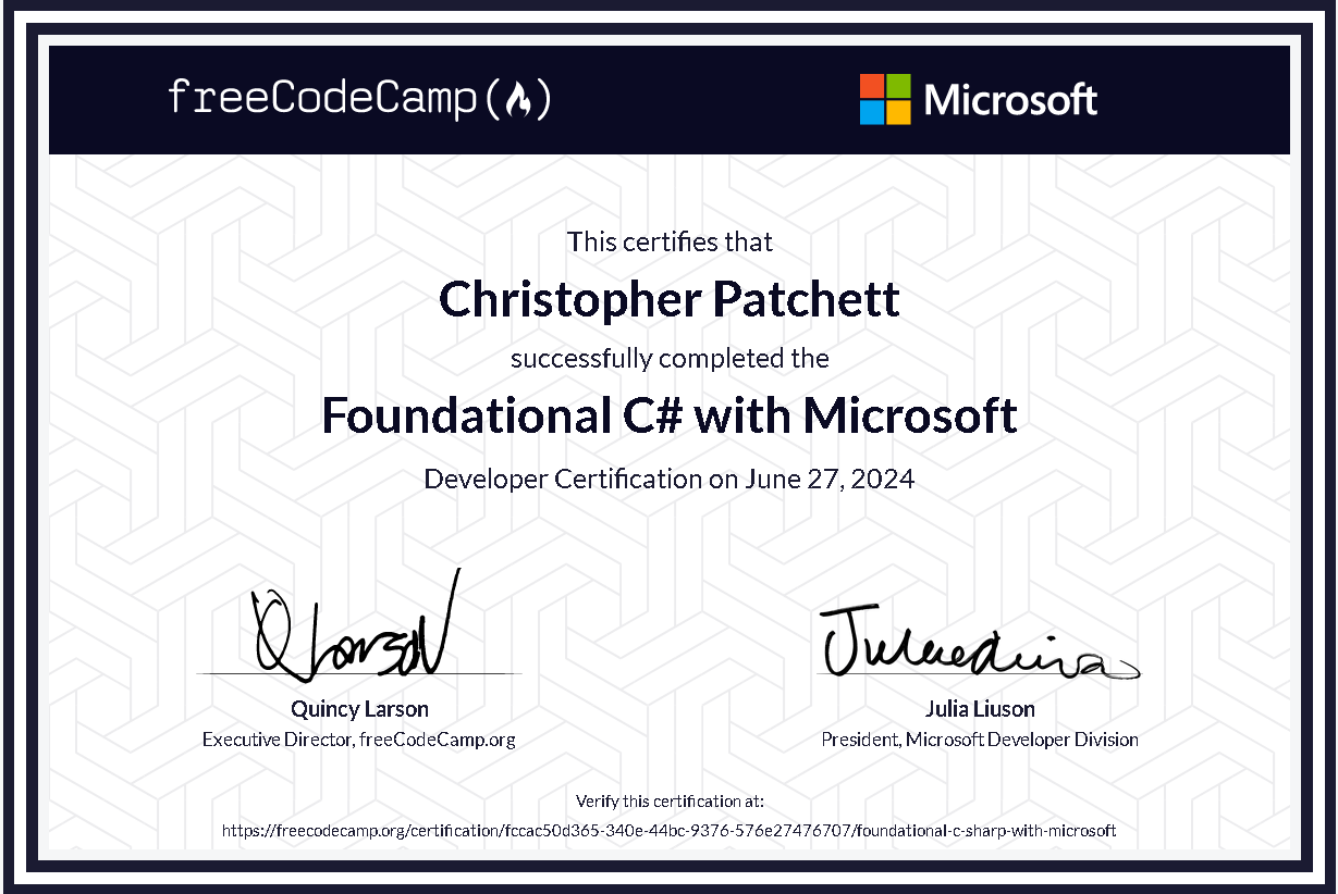 Foundational C# With Microsoft Certification